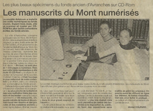 Article numérisation des manuscrits du Mont-Saint-Michel